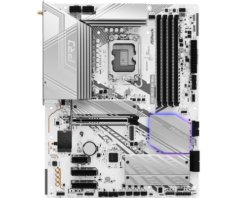 أس روك Z890 Pro RS WiFi وايت - لوحة أم Intel LGA1851 ATX، DDR5، WiFi 6E، Thunderbolt 4