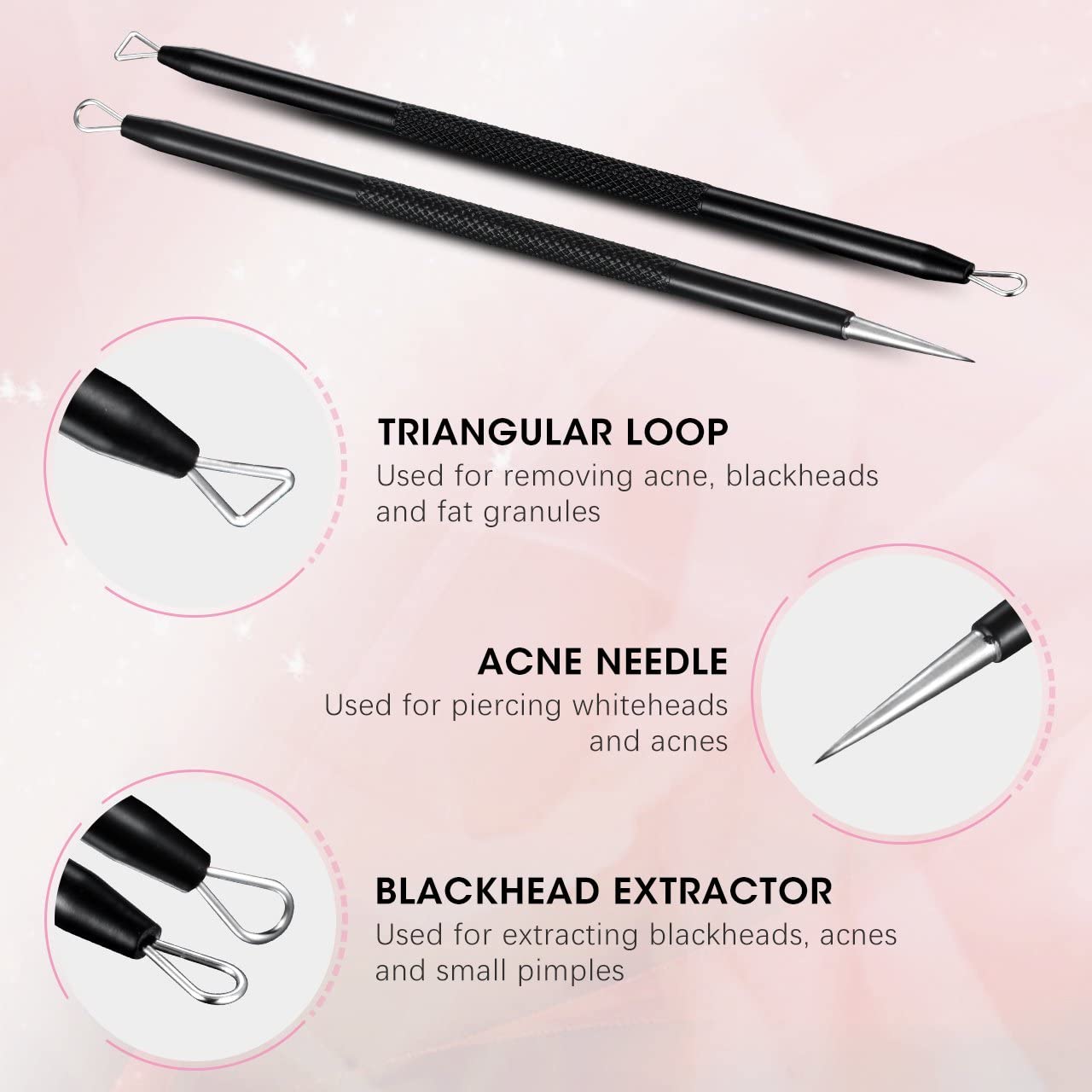 ATMOKO ELLESYE 6-Piece Blackhead Remover Tool Kit – Stainless Steel Pimple Popper Set
