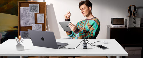 UGREEN 45648B, Uno 100W 4-Port GaN Fast Charger UK - Grey