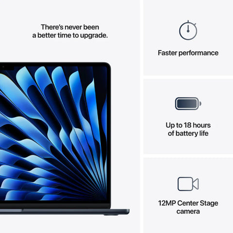 Apple MacBook Air 15.3" M4 10-core CPU, 10-core GPU 16‑core Neural Engine 16GB RAM 256GB SSD - MIDNIGHT