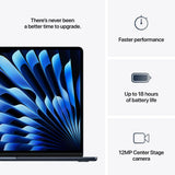Apple MacBook Air 15.3" M4 10-core CPU, 10-core GPU 16‑core Neural Engine 16GB RAM 512GB SSD - MIDNIGHT