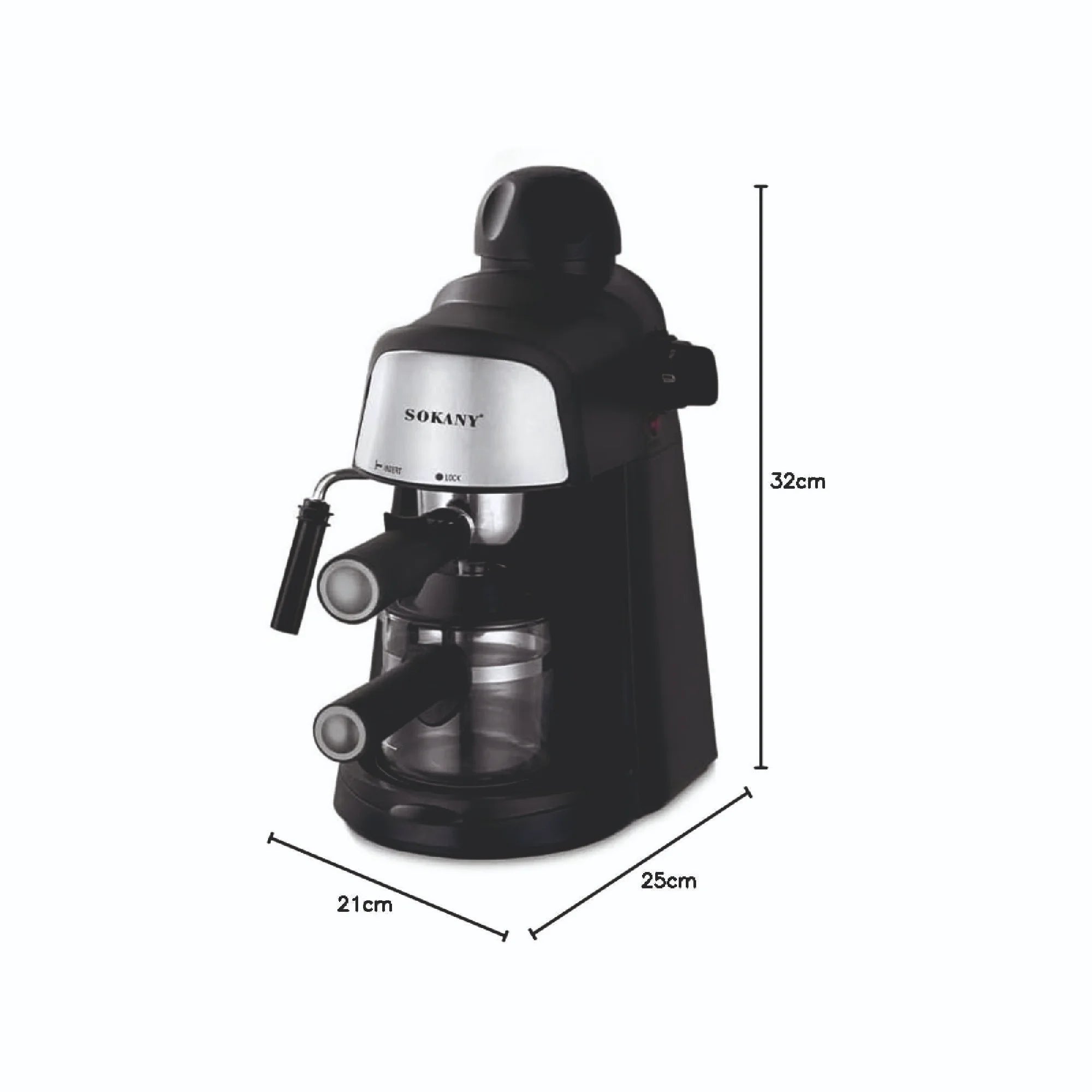 SOKANY Steam Espresso Maker Coffee Machine 800W with Safety Valve (Model SK-6810)