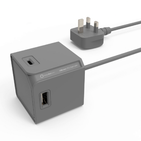 Allocacoc USB Cube Extended PD GaN 65W Charger - UK, Grey