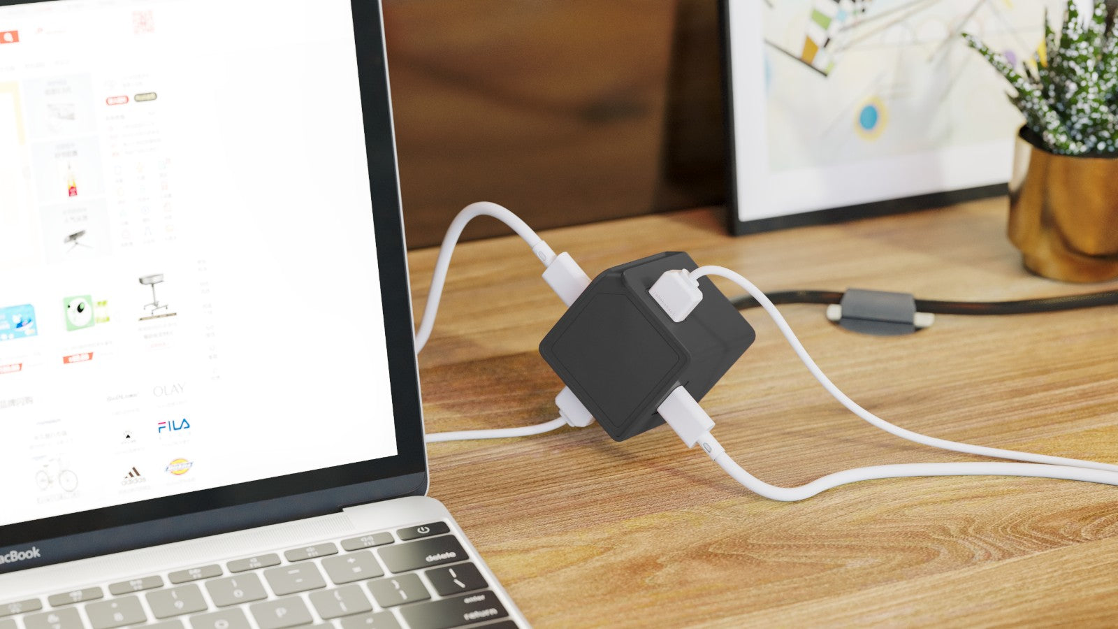 Allocacoc USB Cube Extended PD GaN 65W Charger - UK, Grey