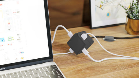 Allocacoc USB Cube Extended PD GaN 65W Charger - UK, Grey