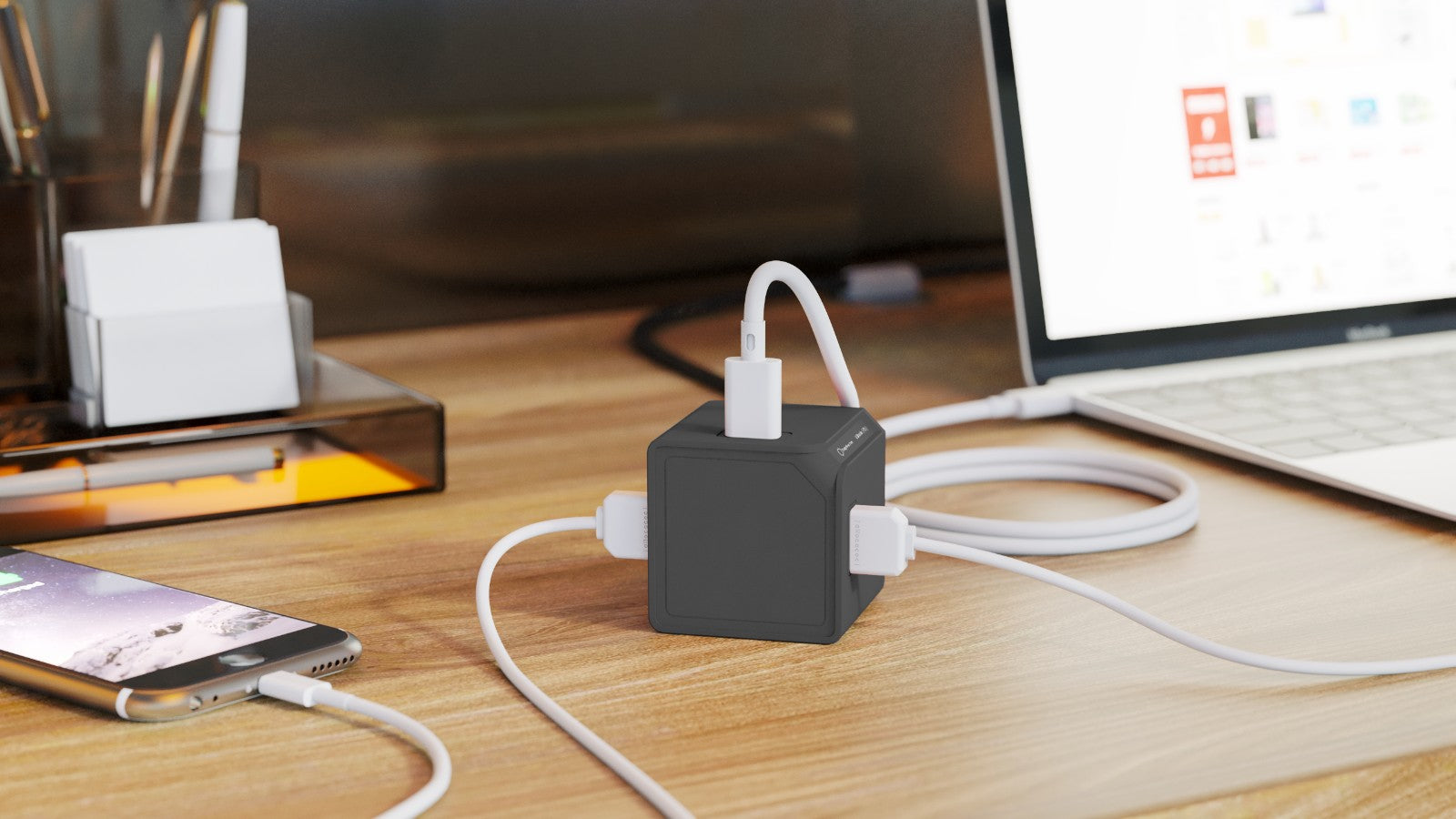 Allocacoc USB Cube Extended PD GaN 65W Charger - UK, Grey