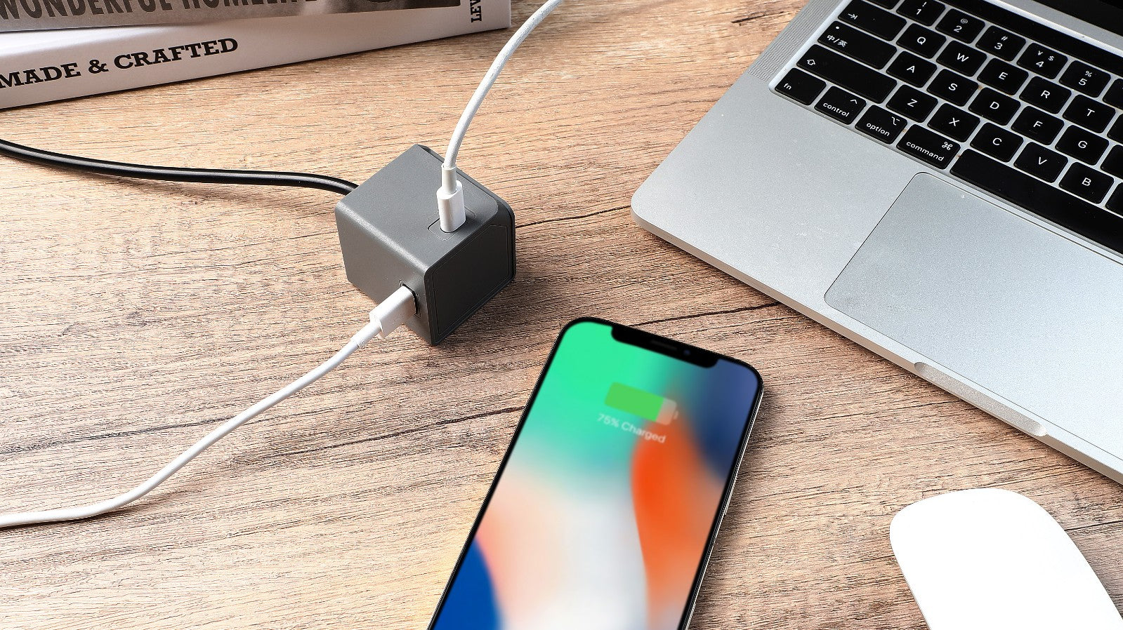 Allocacoc USB Cube Extended PD GaN 65W Charger - UK, Grey
