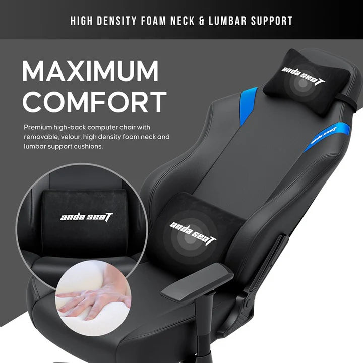 AndaSeat Luna series Gaming Chair Large - Black/Blue-كرسي الألعاب AndaSeat Luna Series كبير - أسود/أزرق