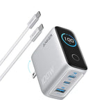 Anker 100W 3-Port USB-C Charger with Smart Display & USB-C Cable - Silver