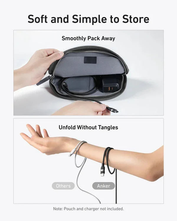 أنكر 1.8م/6قدم، USB-C إلى USB-C 240 واط، معاد تدويره ومضفر، شحن سريع ومتين