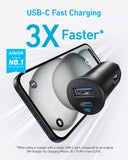 Anker PowerDrive 30W Car Charger – Dual Port (USB-C & USB-A) - Black