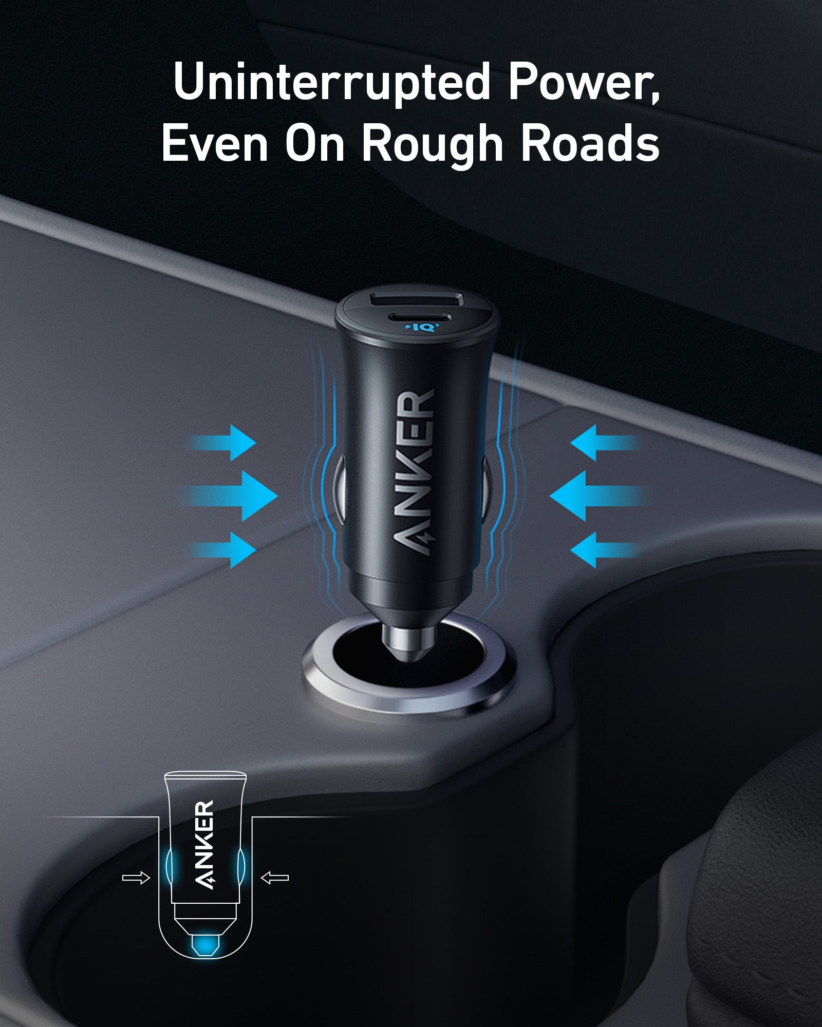 Anker PowerDrive 30W Car Charger – Dual Port (USB-C & USB-A) - Black