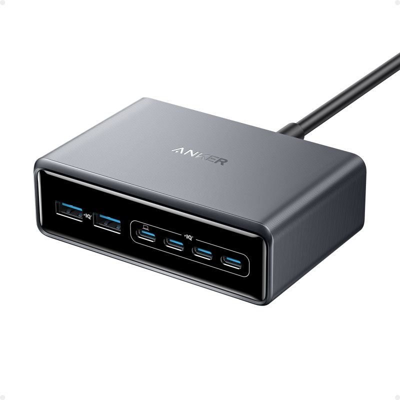 Anker Prime Charger 200W 6-Port GaN – 6-in-1 Ultra-Fast Charging Station (Silver)