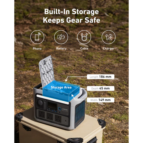 أنكر سولكس C800، 768 محطة طاقة محمولة بسعة 768 واط ساعي – خرج 1200 واط، شحن في 58 دقيقة