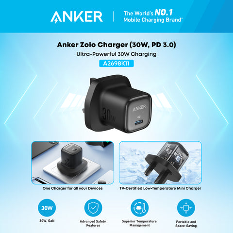 Anker Zolo Charger 30W PD 3.0 – Compact USB-C GaN II Fast Charger