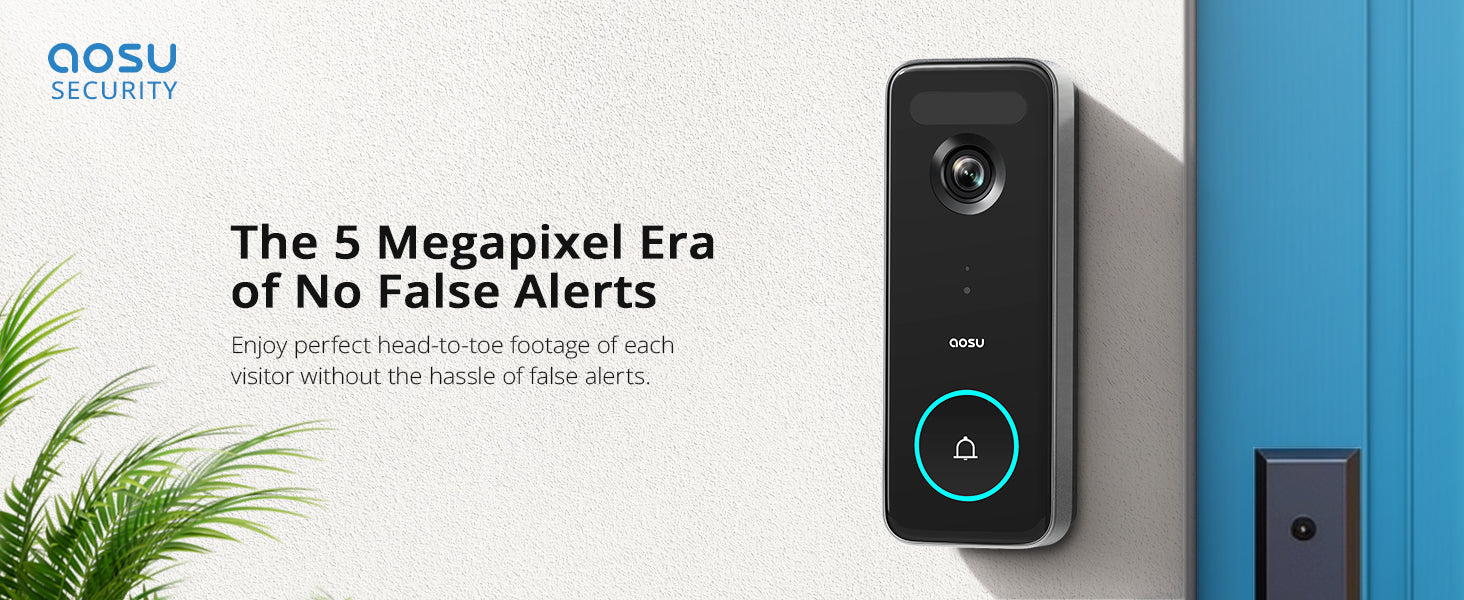 Aosu V8S, Video Doorbell Ultra with Home Station – 5MP HD, Radar Detection, Dual-Band Wi-Fi, AI Security