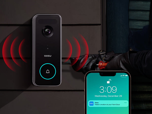 Aosu V8S, Video Doorbell Ultra with Home Station – 5MP HD, Radar Detection, Dual-Band Wi-Fi, AI Security