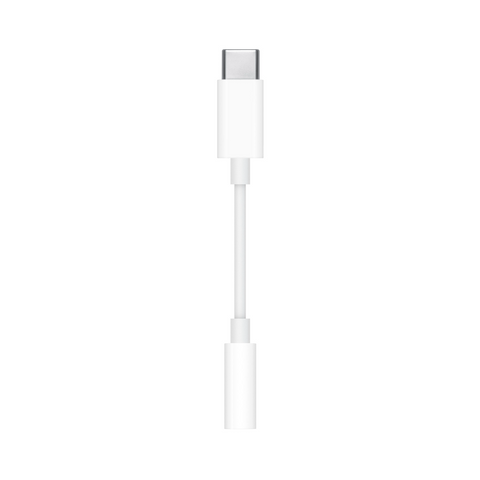 White USB-C to Lightning adapter on a white background