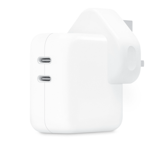 White wireless earbuds in a charging case on a white background
