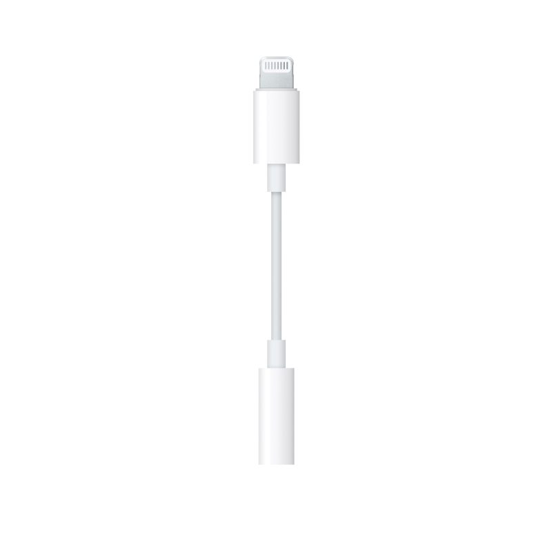 White lightning cable on a white background