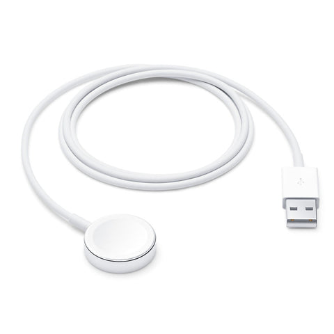 White USB cable with a round connector on a white background
