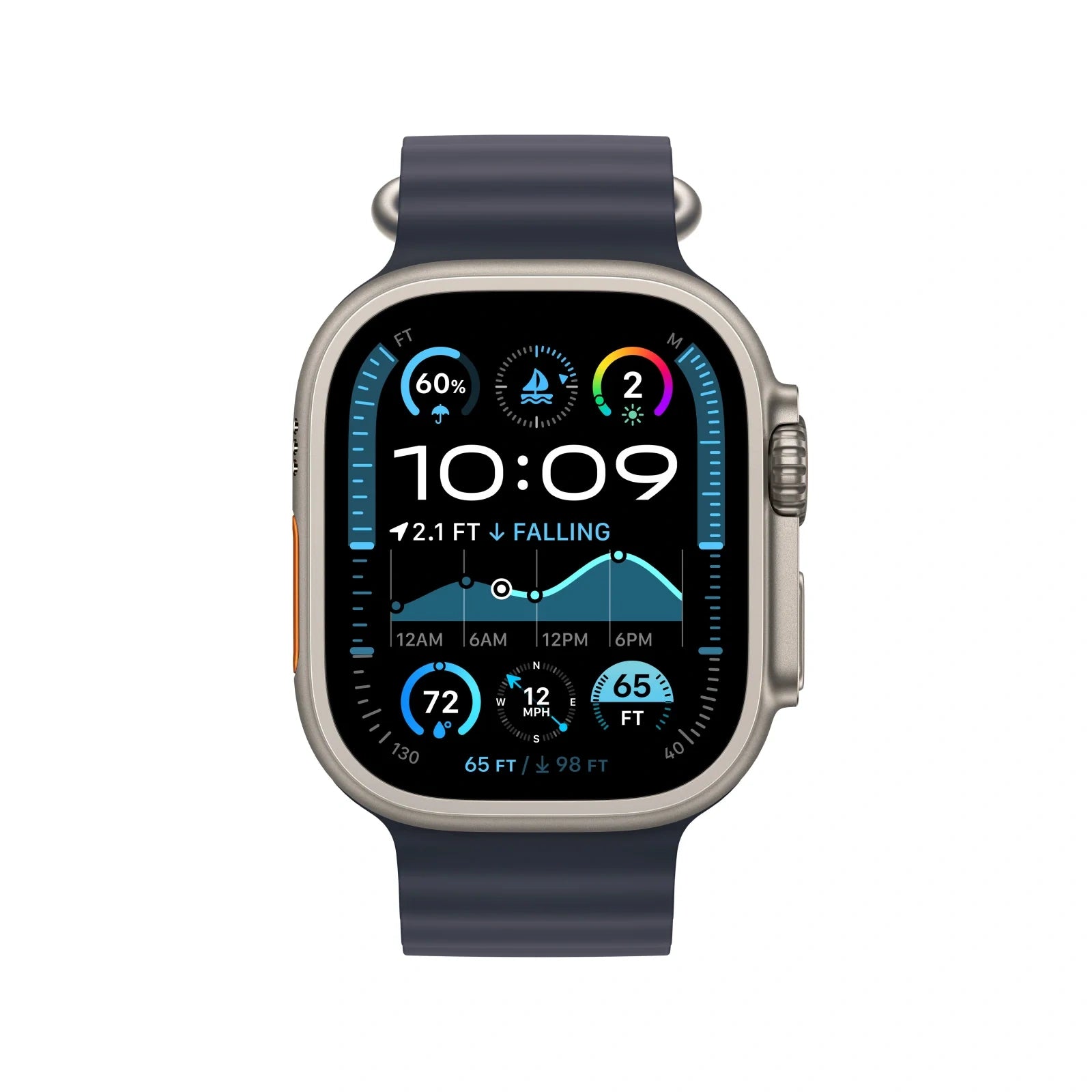 Apple Watch Ultra 2 GPS + Cellular 49mm Natural Titanium Case with Navy Ocean Band