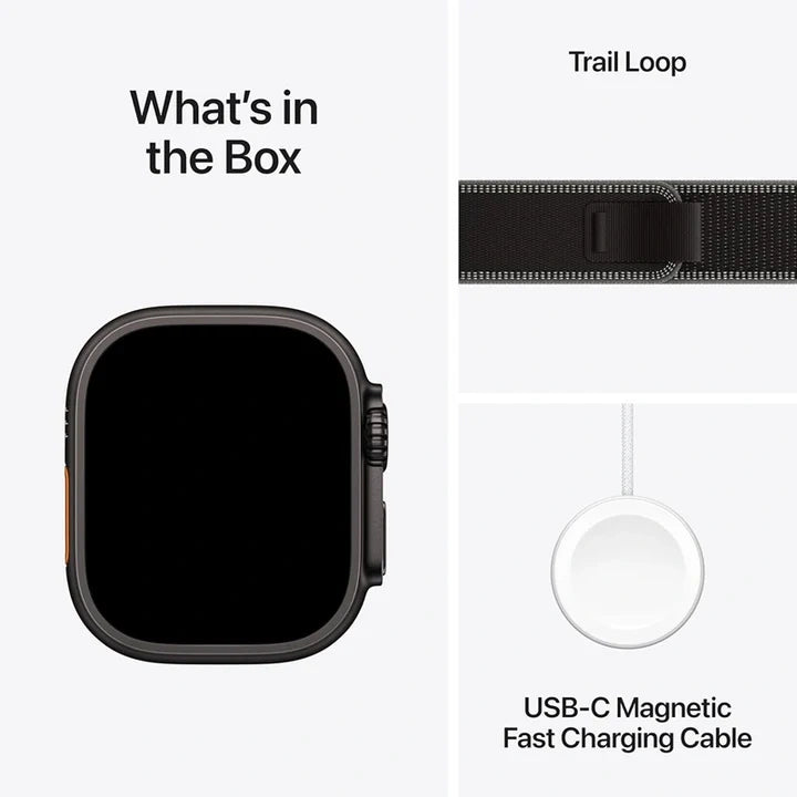 Apple Watch Ultra 3 GPS + Cellular 49mm Black Titanium Case with Black/Charcoal Trail Loop - M/L