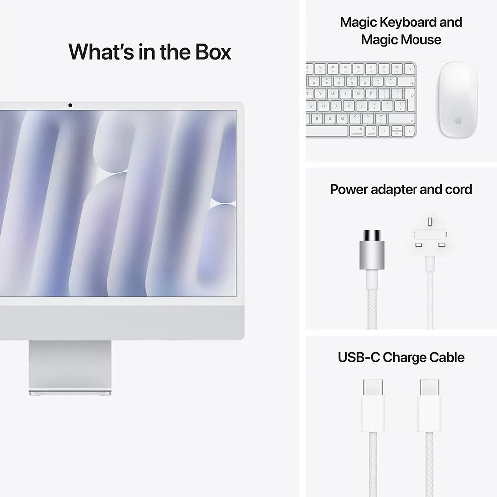 Apple iMac 24" M4 – 8-Core CPU, 8-Core GPU, 16GB RAM, 256GB SSD, Arabic/English Keyboard, Silver