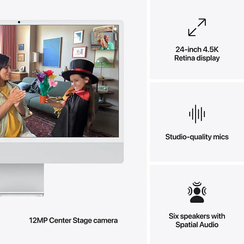 Apple iMac 24" M4 – 8-Core CPU, 8-Core GPU, 16GB RAM, 256GB SSD, Arabic/English Keyboard, Silver