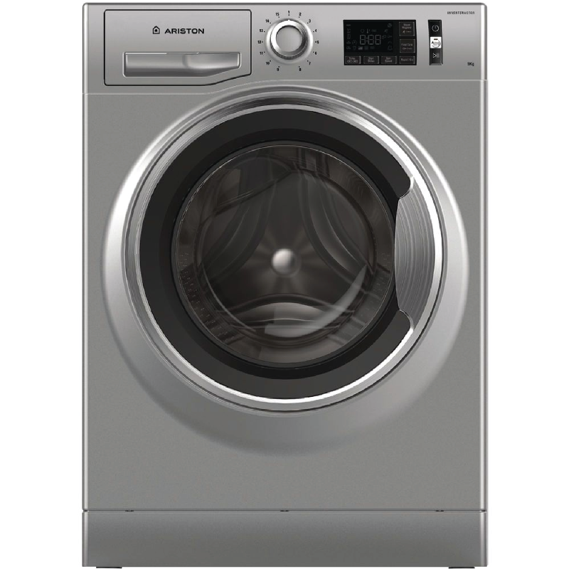Ariston, 9kg Front Load Washing Machine 1200 RPM with Inverter Motor & Active Care – Silver