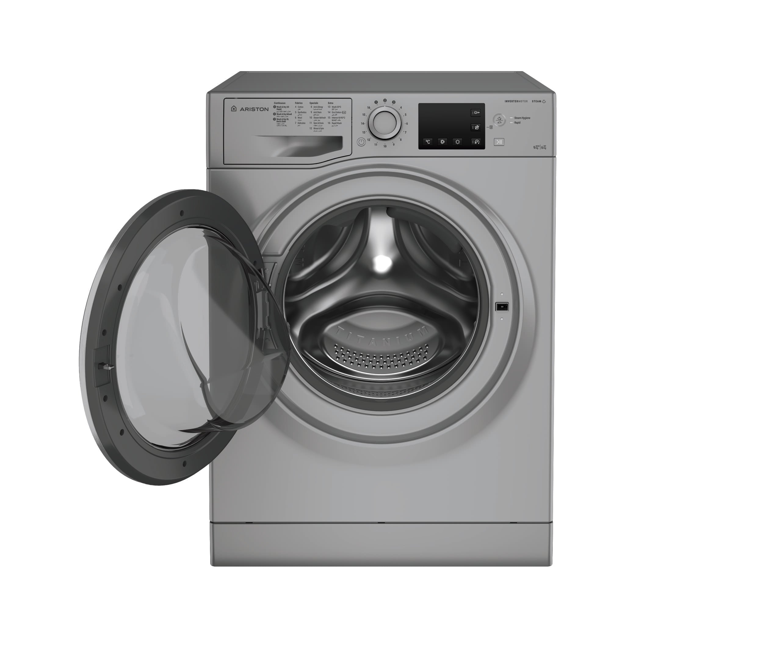 Ariston Freestanding Washer Dryer 9 kg / 6 kg, 1400 rpm - Silver (Open Box) (14 Days Warranty)