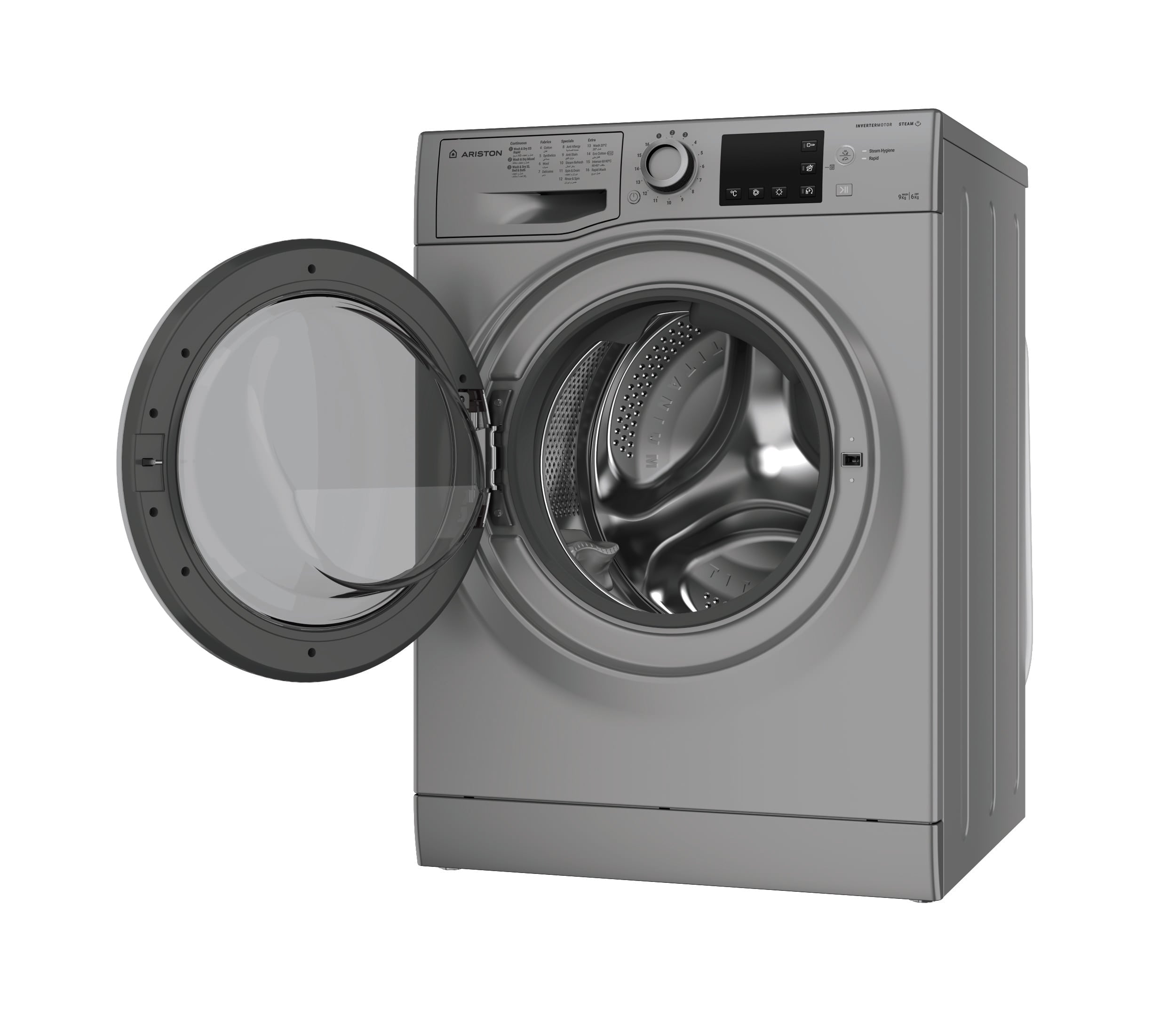 Ariston Freestanding Washer Dryer 9 kg / 6 kg, 1400 rpm - Silver (Open Box) (14 Days Warranty)