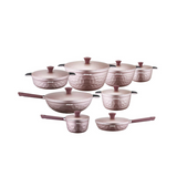 Arshia CO110-3302, 16-Piece Pink Diamond Non-Stick Die-Cast Aluminium Cookware Set