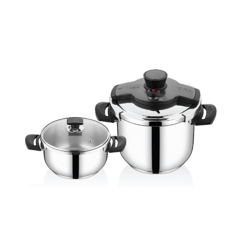 Arshia PR116-2999, Stainless Steel Twin Pressure Cooker 4L & 7L – Energy Efficient Cookware