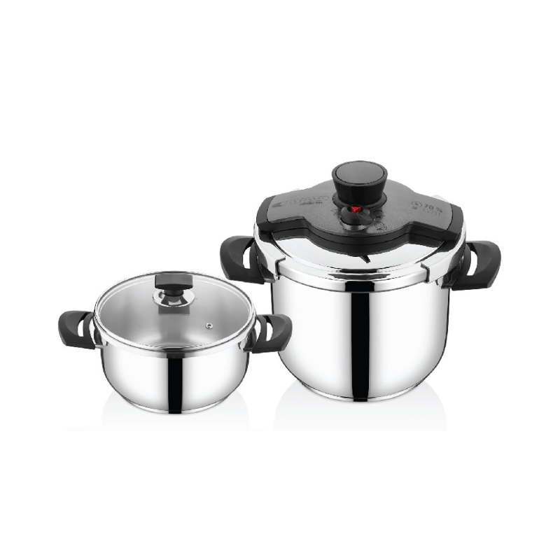 Arshia PR116-2999, Stainless Steel Twin Pressure Cooker 4L & 7L – Energy Efficient Cookware