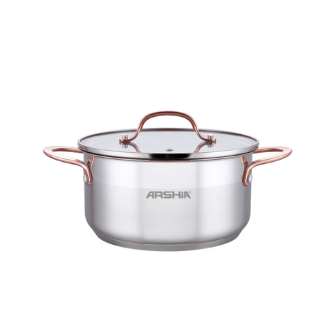 Arshia SS014-2977, 28cm Stainless Steel Casserole With 2 Lid