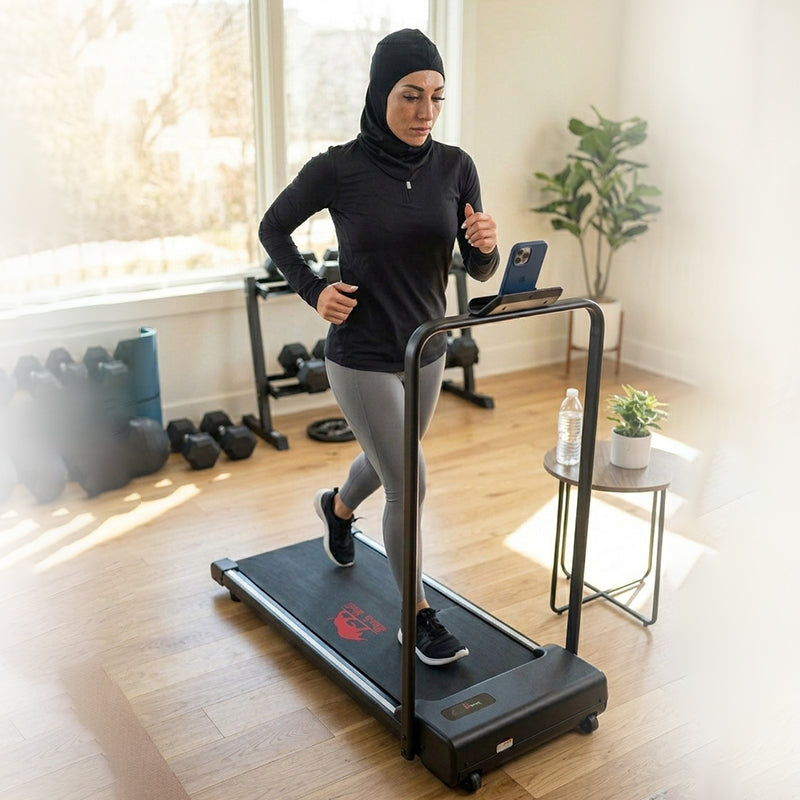 جهاز المشي مزود بخاصية الاهتزاز، مع تطبيق | محرك بقوة قصوى 2 حصان، سرعة 1-10 كم/ساعة، تحمل حتي 100 كجم