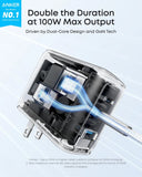 Anker 100W 3-Port USB-C Charger with Smart Display & USB-C Cable - Silver