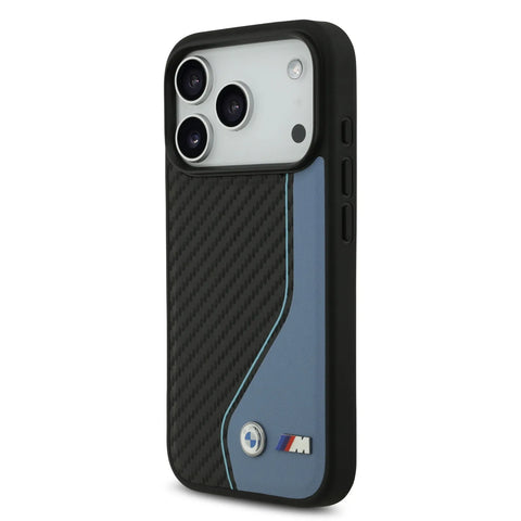 BMW, PU Leather & Carbon Case with Colored Line Stitch, iPhone 17 Pro