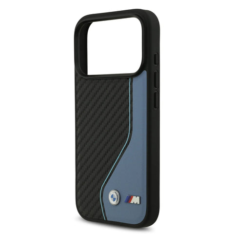 BMW, PU Leather & Carbon Case with Colored Line Stitch, iPhone 17 Pro