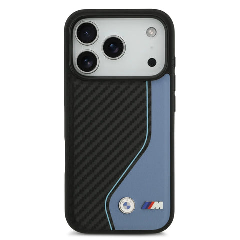 BMW, PU Leather & Carbon Case with Colored Line Stitch, iPhone 17 Pro