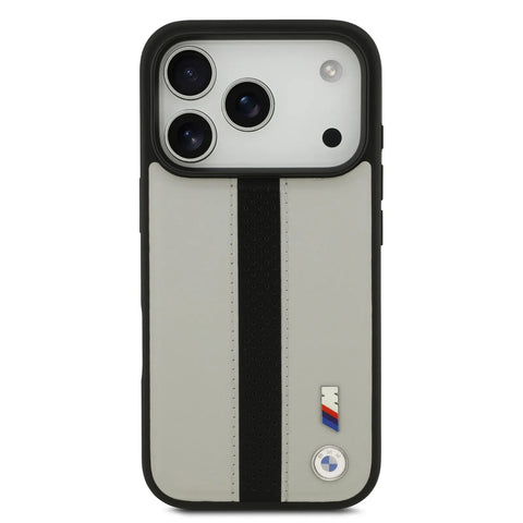 BMW, PU Leather Case with Perforated Stripes & Metal Logos, iPhone 17 Pro