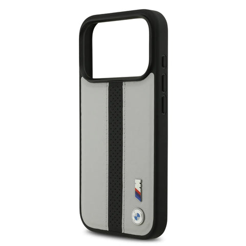 BMW, PU Leather Case with Perforated Stripes & Metal Logos, iPhone 17 Pro