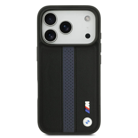 BMW, PU Leather Case with Perforated Stripes & Metal Logos, iPhone 17 Pro