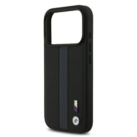 BMW, PU Leather Case with Perforated Stripes & Metal Logos, iPhone 17 Pro