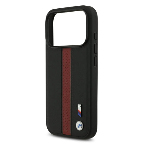 BMW, PU Leather Case with Perforated Stripes & Metal Logos, iPhone 17 Pro