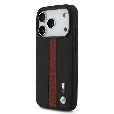 BMW, PU Leather Case with Perforated Stripes & Metal Logos, iPhone 17 Pro