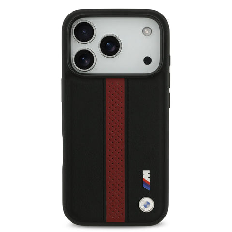 BMW, PU Leather Case with Perforated Stripes & Metal Logos, iPhone 17 Pro