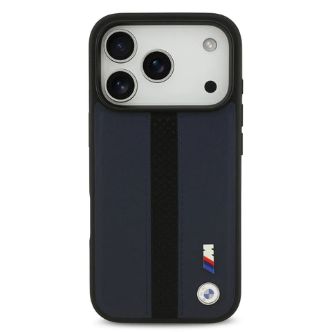BMW, PU Leather Case with Perforated Stripes & Metal Logos, iPhone 17 Pro