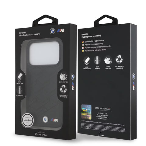 BMW, MagSafe PU Seat-Shaped Leather Case with Metal Logos, iPhone 17 Pro